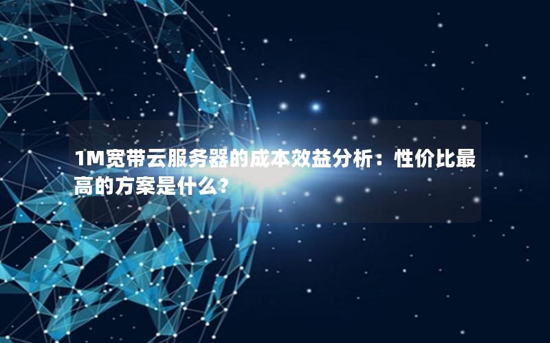 1M宽带云服务器的成本效益分析：性价比最高的方案是什么？