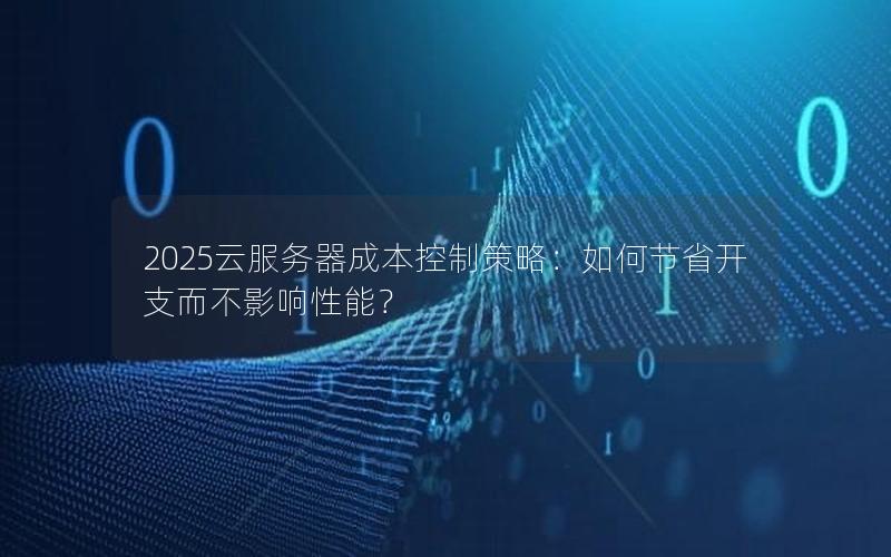 2025云服务器成本控制策略：如何节省开支而不影响性能？