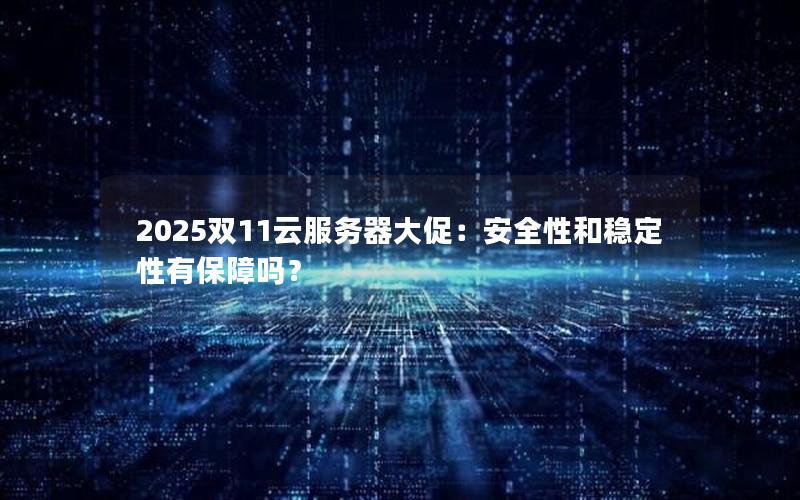 2025双11云服务器大促：安全性和稳定性有保障吗？
