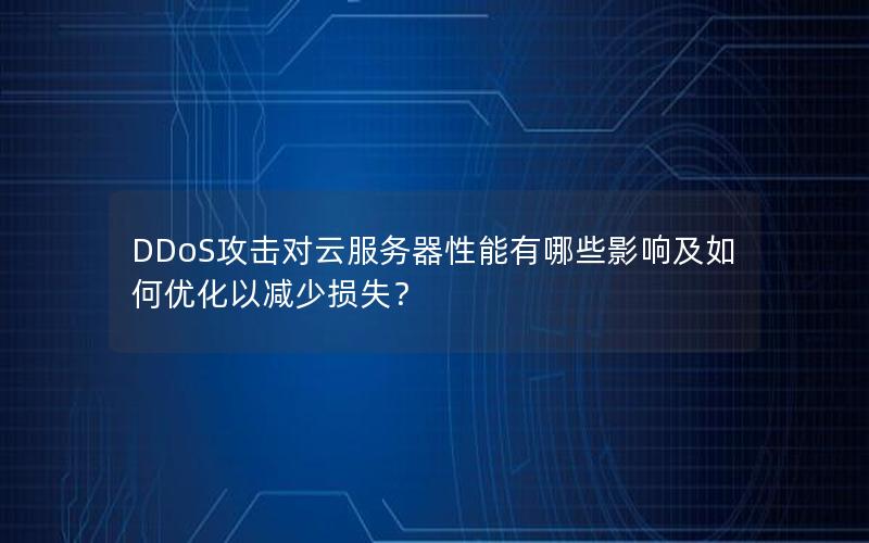 DDoS攻击对云服务器性能有哪些影响及如何优化以减少损失？