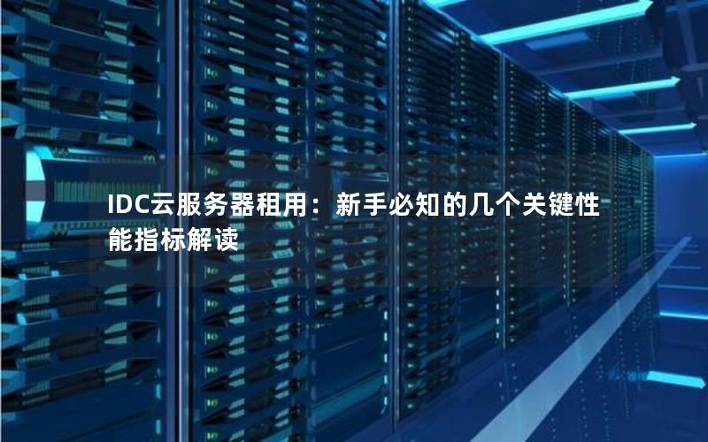 IDC云服务器租用：新手必知的几个关键性能指标解读