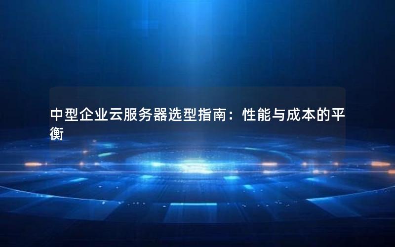中型企业云服务器选型指南：性能与成本的平衡
