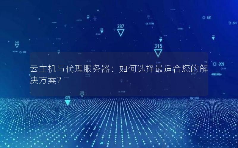 云主机与代理服务器：如何选择最适合您的解决方案？