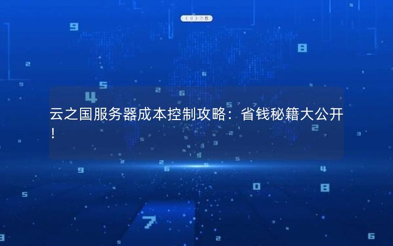 云之国服务器成本控制攻略：省钱秘籍大公开！