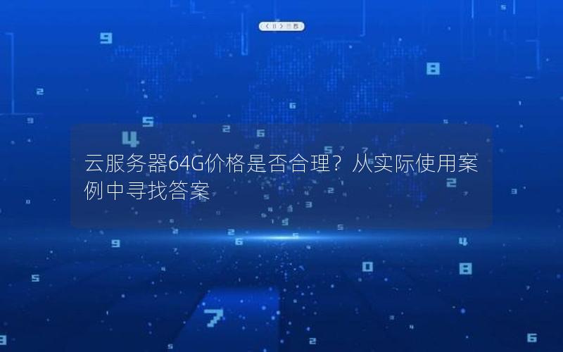 云服务器64G价格是否合理？从实际使用案例中寻找答案
