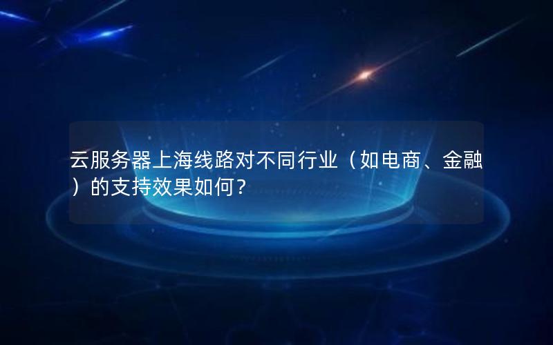 云服务器上海线路对不同行业（如电商、金融）的支持效果如何？
