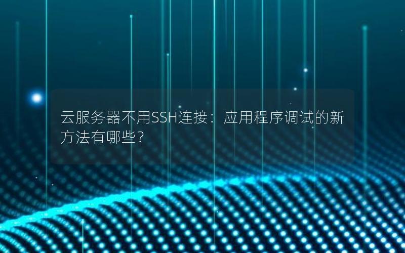 云服务器不用SSH连接：应用程序调试的新方法有哪些？
