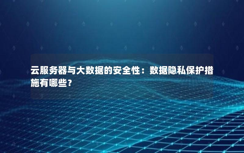 云服务器与大数据的安全性：数据隐私保护措施有哪些？
