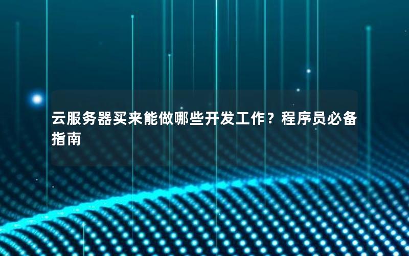 云服务器买来能做哪些开发工作？程序员必备指南
