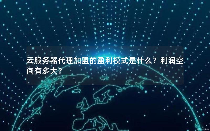 云服务器代理加盟的盈利模式是什么？利润空间有多大？