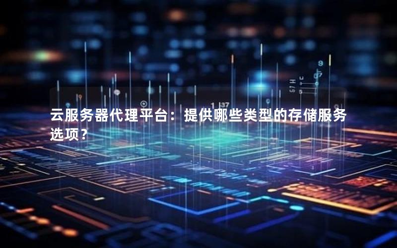 云服务器代理平台：提供哪些类型的存储服务选项？