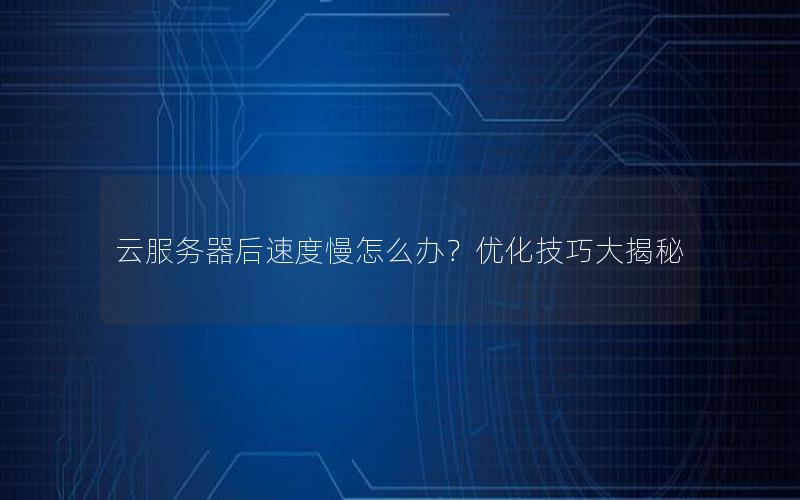 云服务器后速度慢怎么办？优化技巧大揭秘