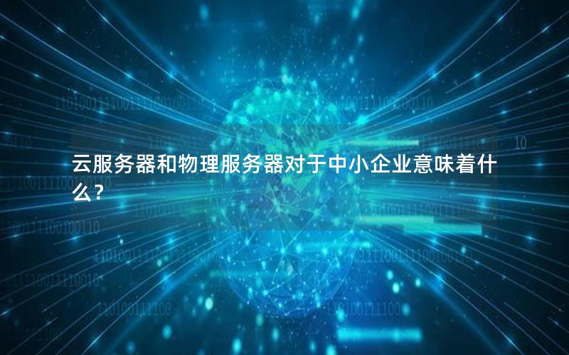 云服务器和物理服务器对于中小企业意味着什么？