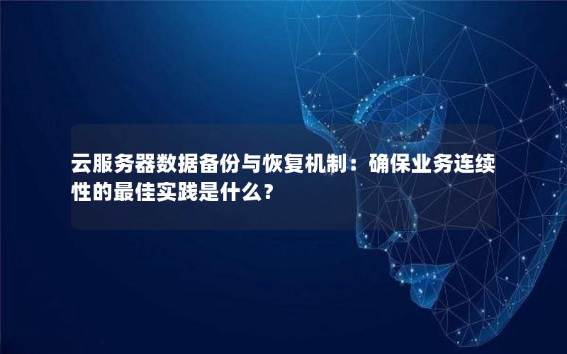 云服务器数据备份与恢复机制：确保业务连续性的最佳实践是什么？