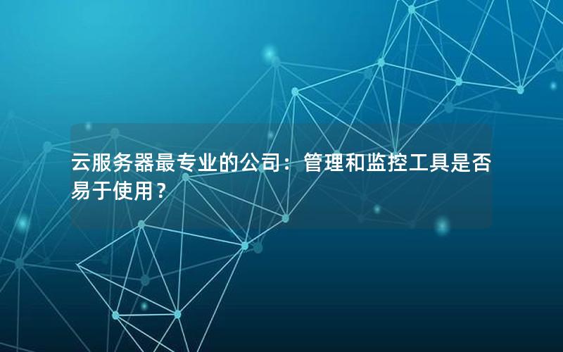 云服务器最专业的公司：管理和监控工具是否易于使用？
