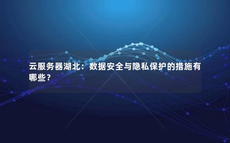 云服务器湖北：数据安全与隐私保护的措施有哪些？
