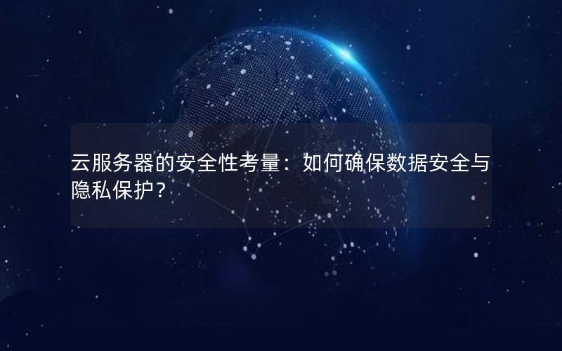 云服务器的安全性考量：如何确保数据安全与隐私保护？