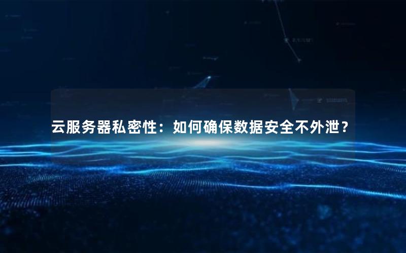 云服务器私密性：如何确保数据安全不外泄？