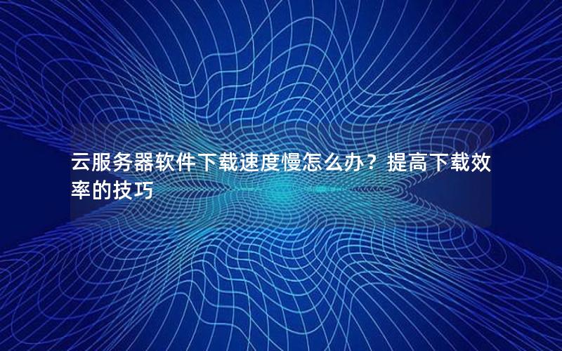 云服务器软件下载速度慢怎么办？提高下载效率的技巧