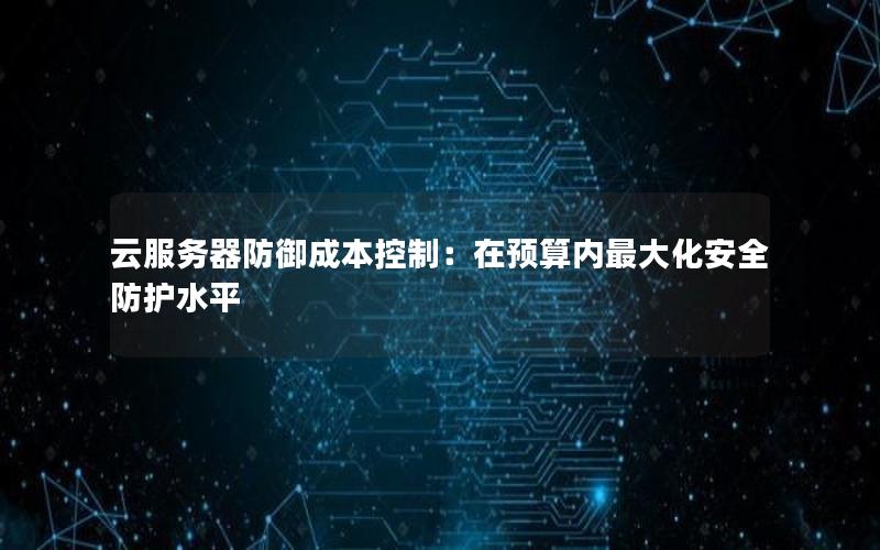 云服务器防御成本控制：在预算内最大化安全防护水平