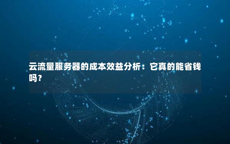 云流量服务器的成本效益分析：它真的能省钱吗？