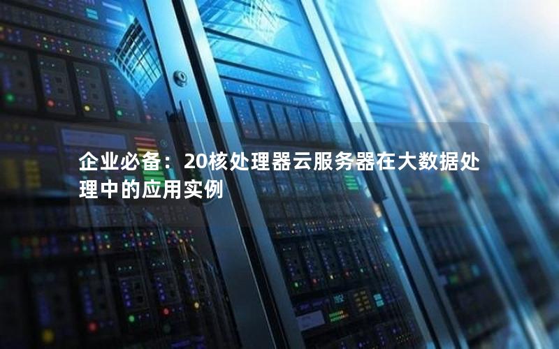 企业必备：20核处理器云服务器在大数据处理中的应用实例