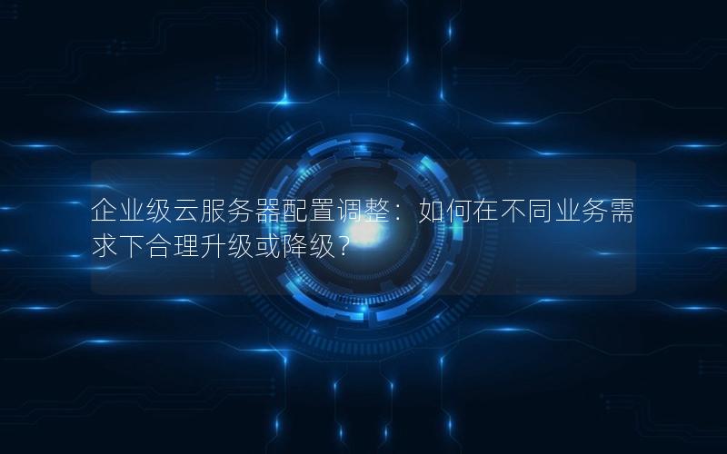 企业级云服务器配置调整：如何在不同业务需求下合理升级或降级？