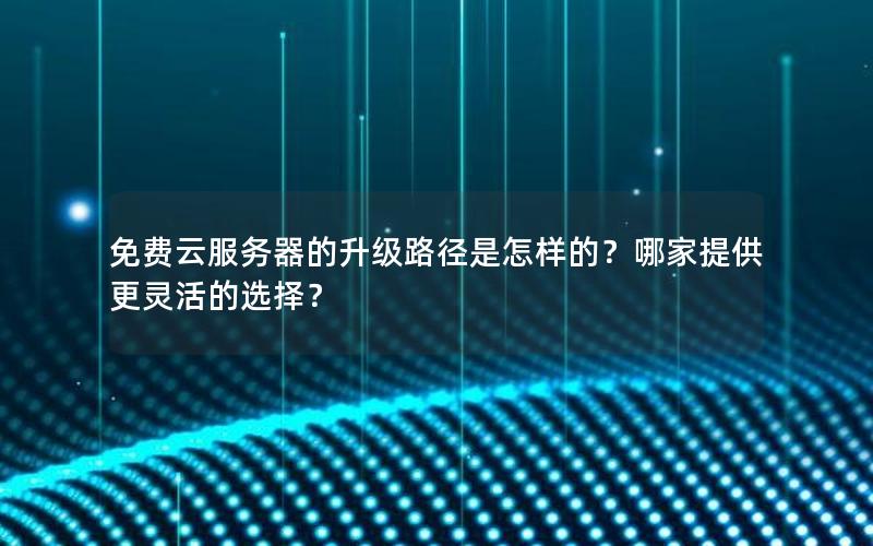 免费云服务器的升级路径是怎样的？哪家提供更灵活的选择？