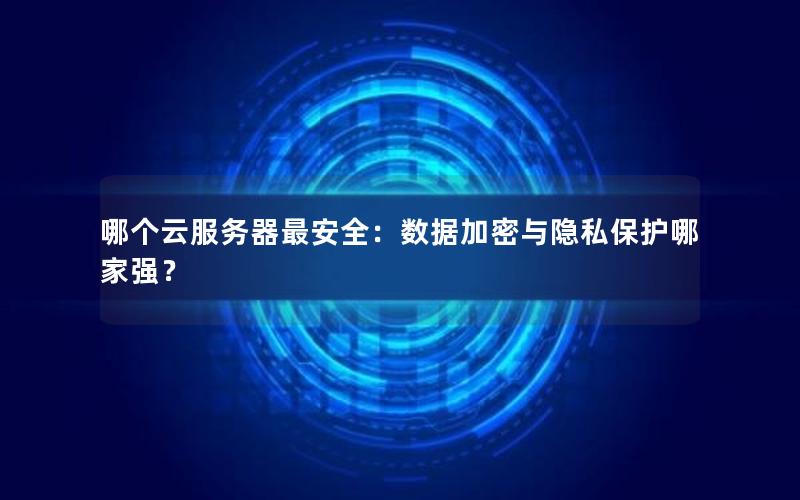 哪个云服务器最安全：数据加密与隐私保护哪家强？