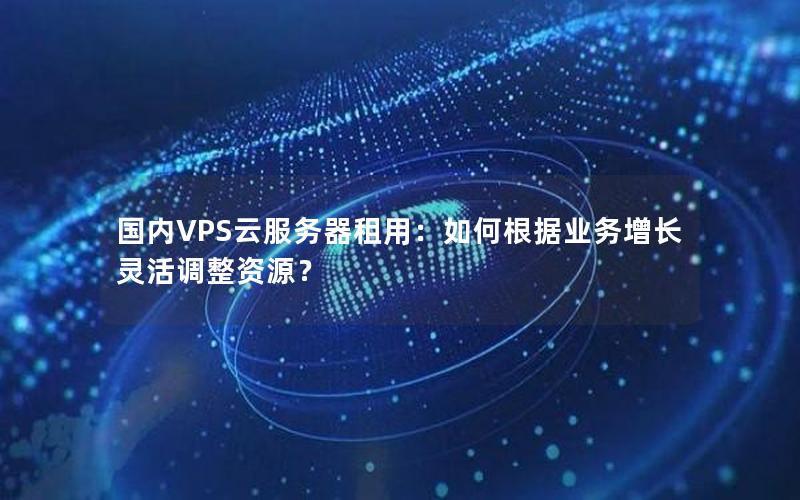 国内VPS云服务器租用：如何根据业务增长灵活调整资源？
