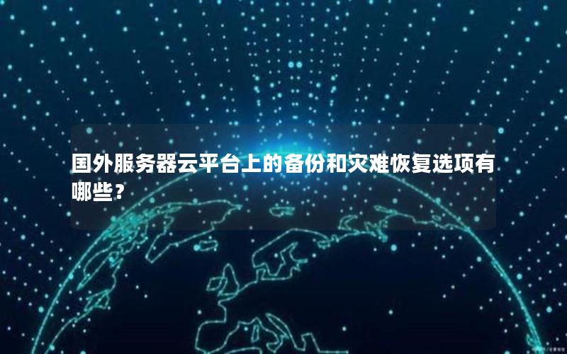 国外服务器云平台上的备份和灾难恢复选项有哪些？