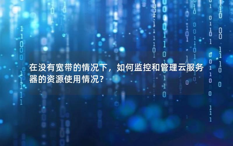 在没有宽带的情况下，如何监控和管理云服务器的资源使用情况？