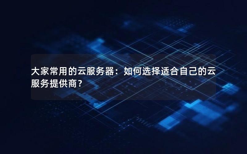 大家常用的云服务器：如何选择适合自己的云服务提供商？