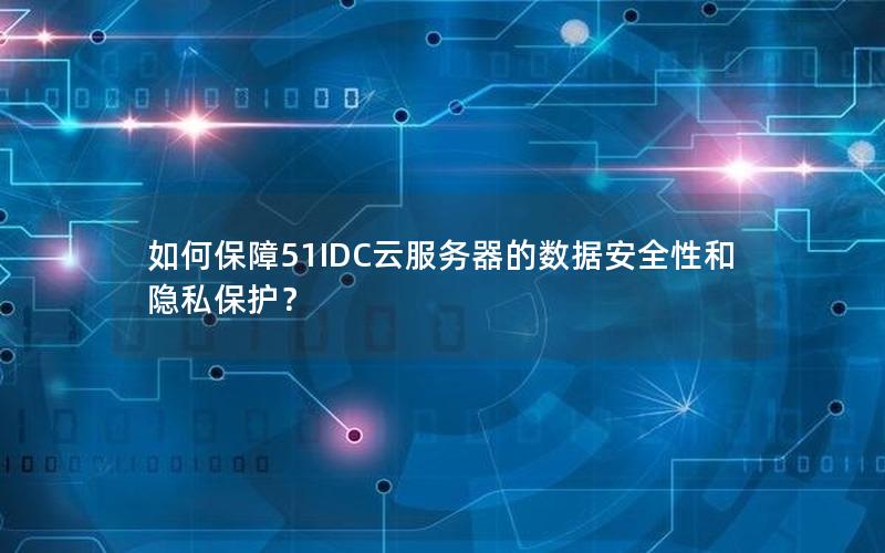 如何保障51IDC云服务器的数据安全性和隐私保护？