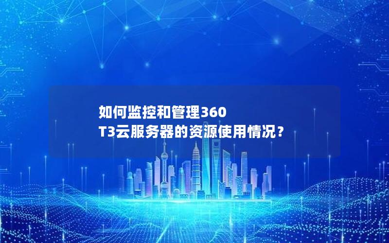 如何监控和管理360 T3云服务器的资源使用情况？