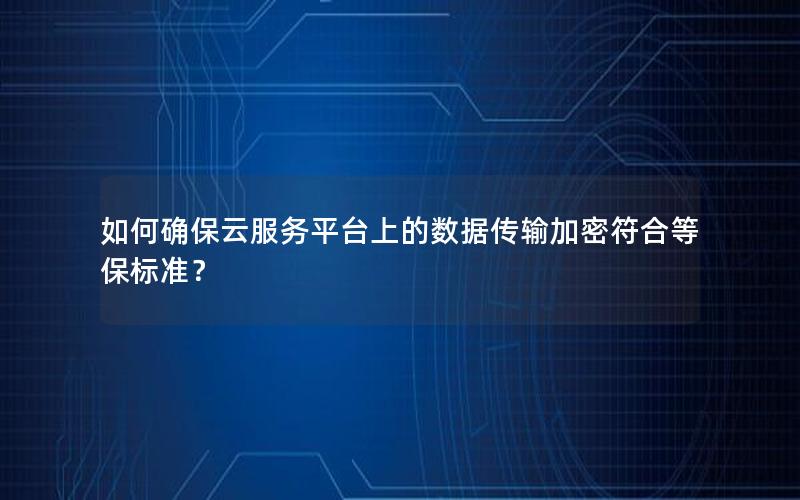 如何确保云服务平台上的数据传输加密符合等保标准？