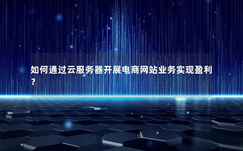 如何通过云服务器开展电商网站业务实现盈利？