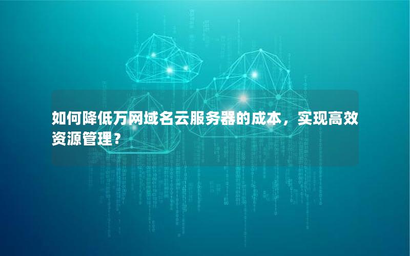 如何降低万网域名云服务器的成本，实现高效资源管理？