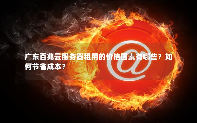 广东百兆云服务器租用的价格因素有哪些？如何节省成本？