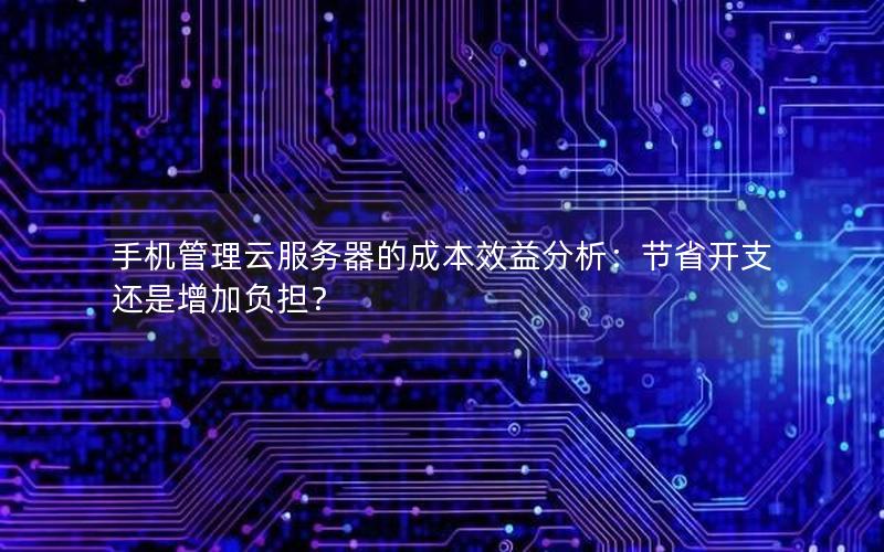 手机管理云服务器的成本效益分析：节省开支还是增加负担？