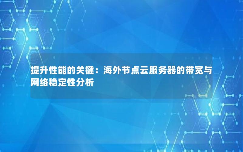 提升性能的关键：海外节点云服务器的带宽与网络稳定性分析