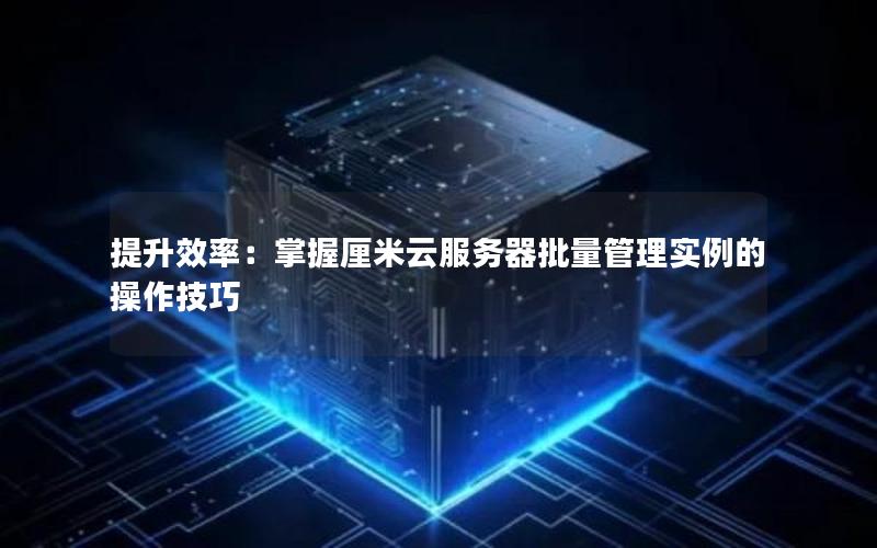 提升效率：掌握厘米云服务器批量管理实例的操作技巧