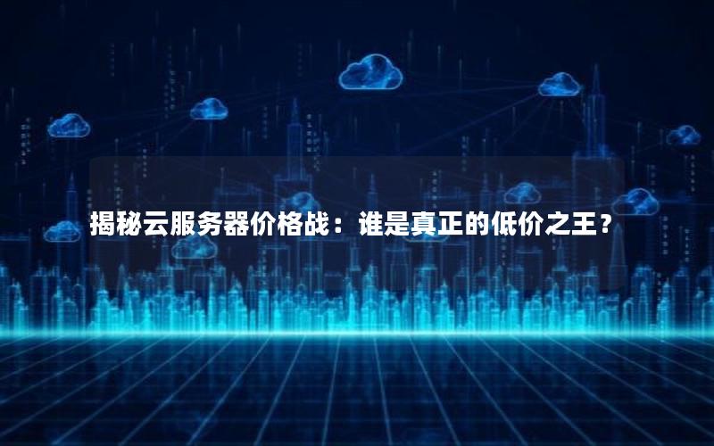 揭秘云服务器价格战：谁是真正的低价之王？