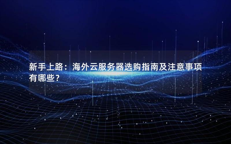 新手上路：海外云服务器选购指南及注意事项有哪些？