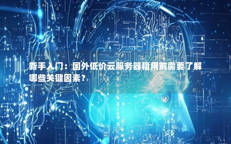 新手入门：国外低价云服务器租用前需要了解哪些关键因素？