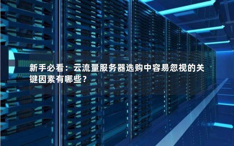 新手必看：云流量服务器选购中容易忽视的关键因素有哪些？