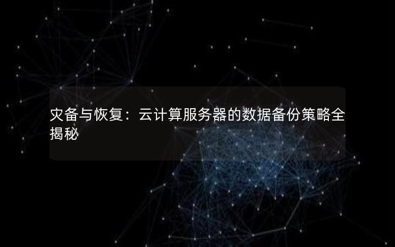 灾备与恢复：云计算服务器的数据备份策略全揭秘