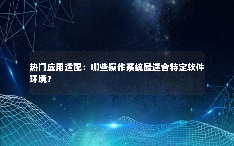 热门应用适配：哪些操作系统最适合特定软件环境？