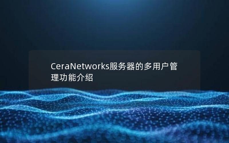 CeraNetworks服务器的多用户管理功能介绍