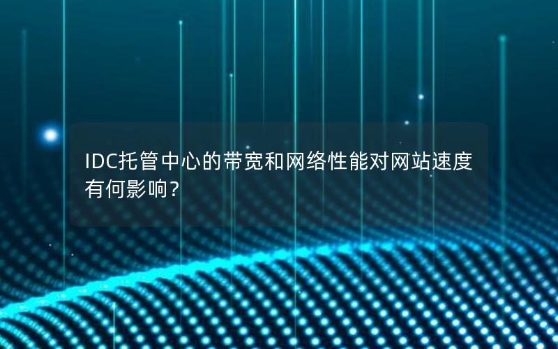 IDC托管中心的带宽和网络性能对网站速度有何影响？
